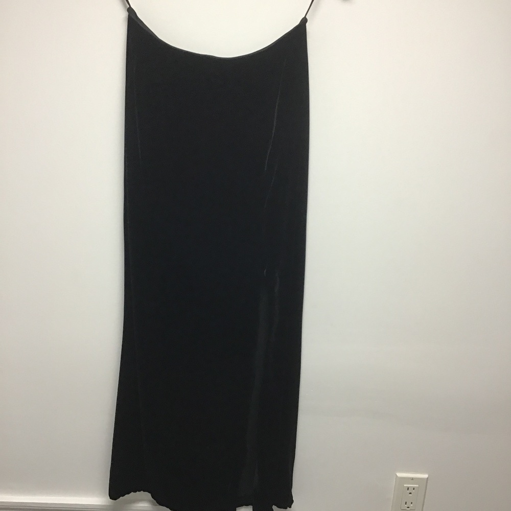 Emanuel Ungaro Long Black Velvet Skirt 1980s